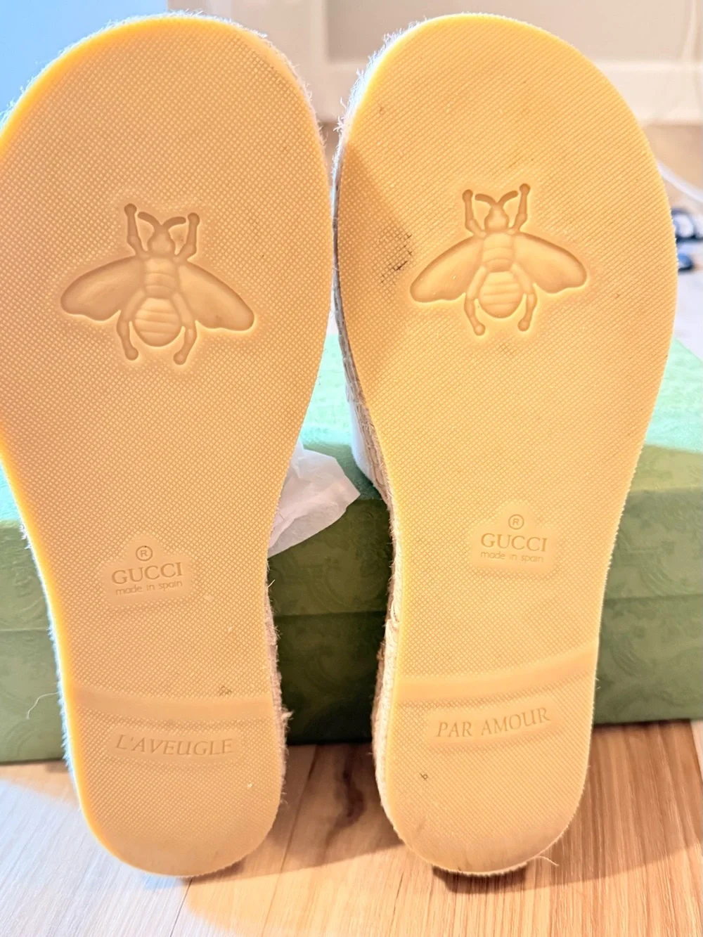 Gucci Cream Espadrille Slide with Woven Jute Platform